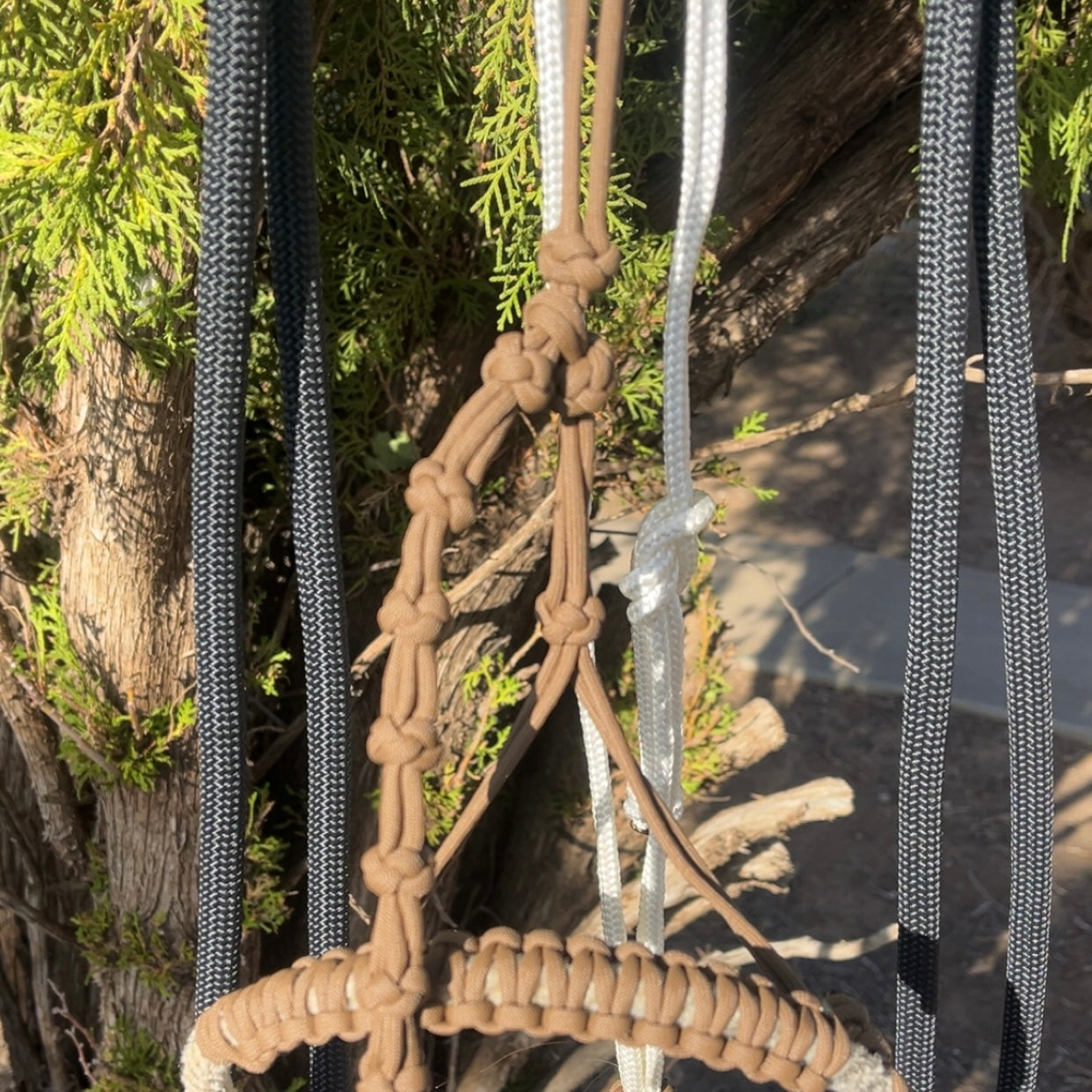 CN Hackamore - tan hangar w/ nose braid