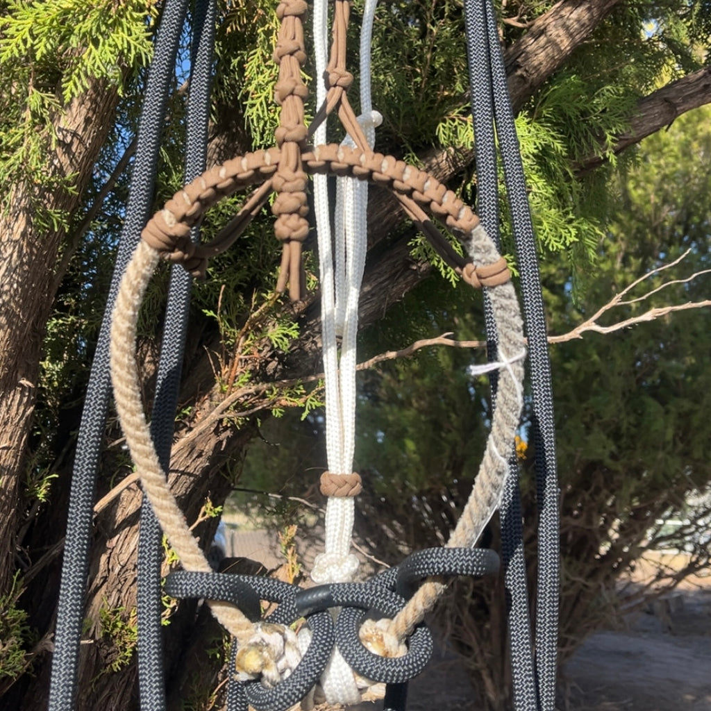 CN Hackamore - tan hangar w/ nose braid